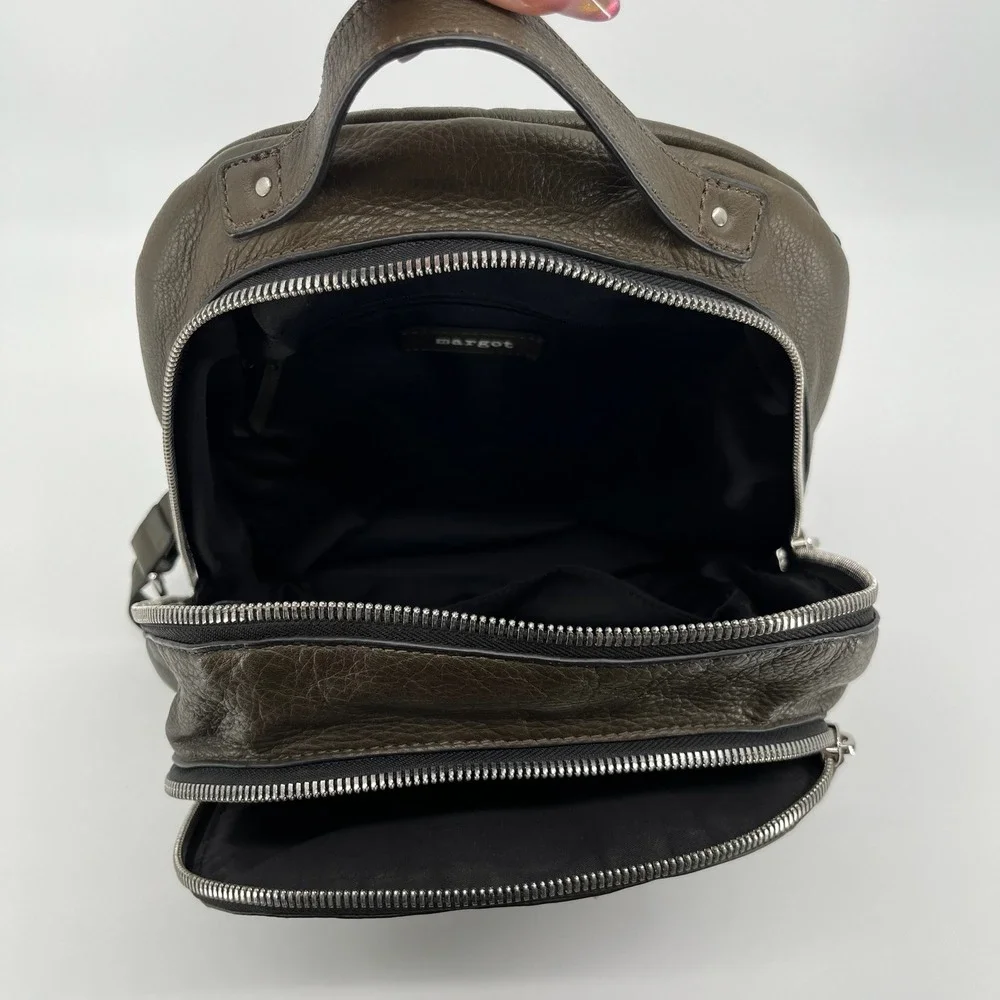 Margot Backpack Purse Leather Camo Olive Green Double Zip Casual Travel Bag